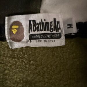 A Bathing Ape Men's Green Zip-Up Sweater